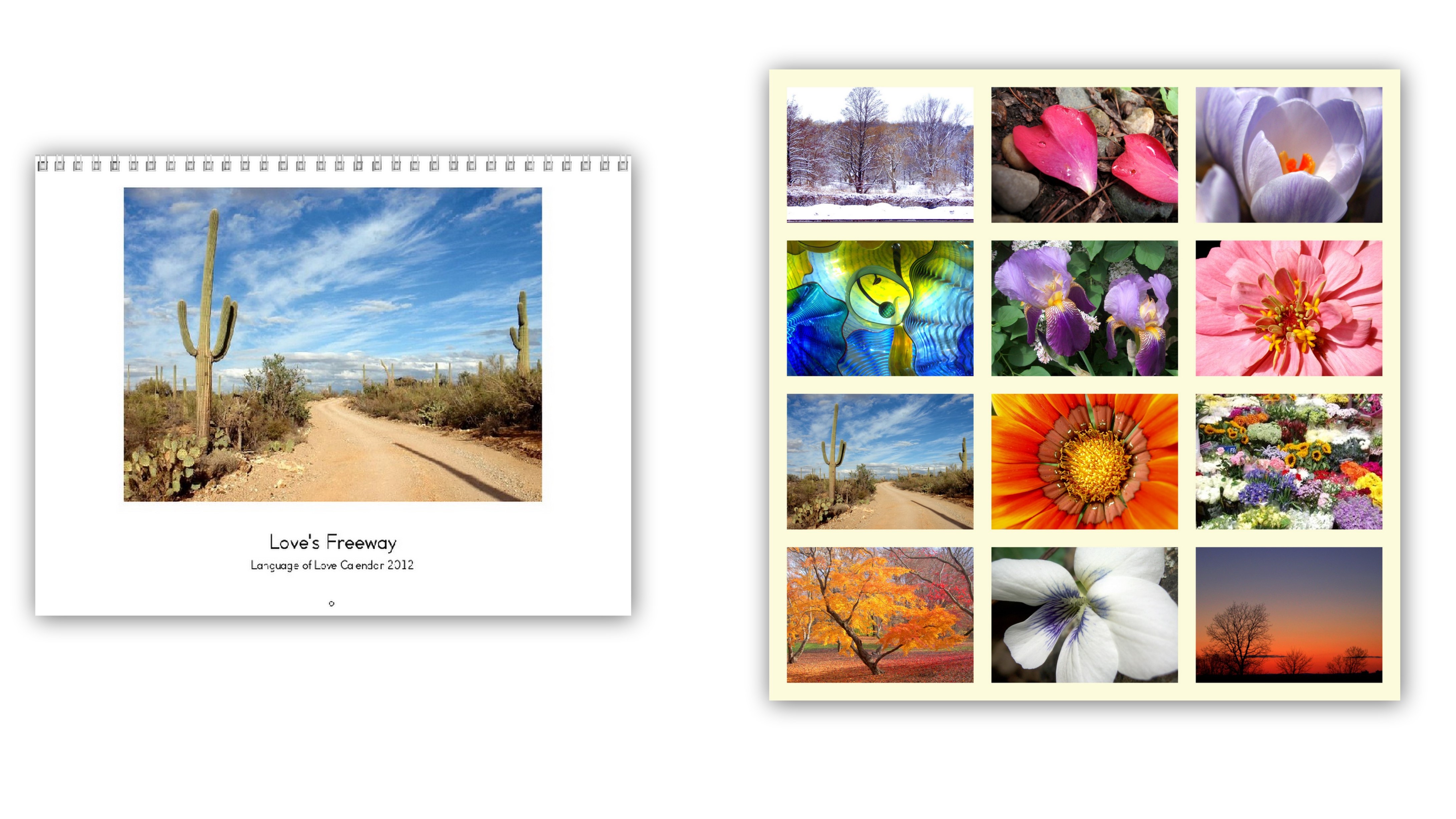 Calendar cover and thumbnails
